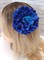 Заколка - брошь цветок Пион, диаметр 11 см, синий - фото 13404