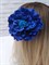 Заколка - брошь цветок Пион, диаметр 11 см, синий - фото 13406