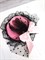Шляпка заколка с оборками и бантиком, розовая с черной оборкой - фото 13451
