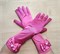 Детские перчатки атласные длинные с бантиком, малиновые 216-2