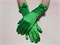 Детские перчатки атласные длинные с бантиком, зеленые 216-12