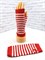 Митенки короткие, белые и красные полоски 821-к4