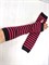 Митенки трикотажные, черные и малиновые полоски 821-6