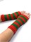 Митенки короткие, красные и зеленые полоски 821-к5