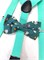 Подтяжки 4 зажима с бабочкой с рисунком, светло-бирюзовые 800-03