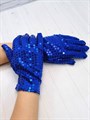 Перчатки с пайетками синие, взрослые - фото 4511