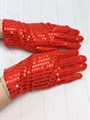 Перчатки с пайетками красные, взрослые - фото 4515