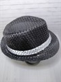 Карнавальная шляпа с пайетками, черная с серебряной полосой, размер 58 - фото 4603