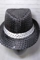 Карнавальная шляпа с пайетками, черная с серебряной полосой, размер 54 - фото 4606