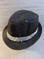 Карнавальная шляпа с пайетками, черная с серебряной полосой, размер 54 - фото 4609