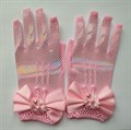 Перчатки детские "Сеточка" с бантиком, розовые - фото 4846