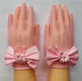 Перчатки детские "Сеточка" с бантиком, розовые - фото 4849