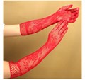 Перчатки "Сеточка" длинные с рисунком, красные - фото 4853