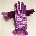 Перчатки гипюровые с оборкой, фиолетовые - фото 4856