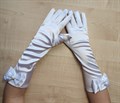 Детские перчатки атласные длинные с бантиком, белые - фото 4972