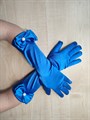 Детские перчатки атласные длинные с бантиком, синие - фото 4981