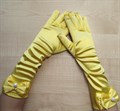 Детские перчатки атласные длинные с бантиком, желтые - фото 4988