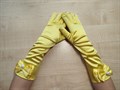 Детские перчатки атласные длинные с бантиком, желтые - фото 4989