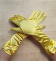 Детские перчатки атласные длинные с бантиком, желтые - фото 4990