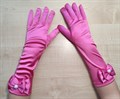 Детские перчатки атласные длинные с бантиком, малиновые - фото 4992