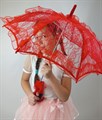 Детский зонтик кружевной, красный - фото 5467