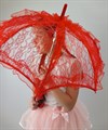 Детский зонтик кружевной, красный - фото 5469