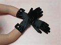 Детские перчатки атласные длинные с бантиком, черные - фото 5589