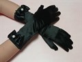 Детские перчатки атласные длинные с бантиком, черные - фото 5590