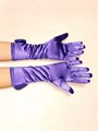 Детские перчатки атласные длинные с бантиком, фиолетовые - фото 5602