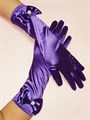 Детские перчатки атласные длинные с бантиком, фиолетовые - фото 5603
