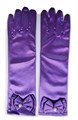 Детские перчатки атласные длинные с бантиком, фиолетовые - фото 5604