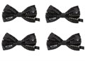 Комплект 4 шт, галстук-бабочка с пайетками, черная - фото 5634