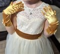 Детские перчатки атласные длинные с бантиком, золотистые - фото 5905