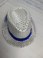 Карнавальная шляпа с пайетками, серебро с синей полосой, размер 54 - фото 6458