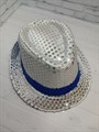 Карнавальная шляпа с пайетками, серебро с синей полосой, размер 54 - фото 6459