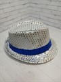 Карнавальная шляпа с пайетками, серебро с синей полосой, размер 54 - фото 6461