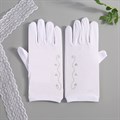 Перчатки атласные женские Сердечки, белые - фото 7213