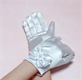 Детские перчатки атлас, Короткие с бантом, белые - фото 7230