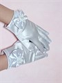 Детские перчатки атлас, Короткие с бантом, белые - фото 7231