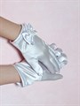 Детские перчатки атлас, Короткие с бантом, белые - фото 7234