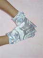 Детские перчатки атлас, Короткие с бантом, белые - фото 7237
