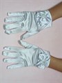 Детские перчатки атлас, Короткие с бантом, белые - фото 7239