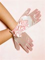 Детские перчатки атлас, Короткие с бантом, розовые - фото 7248