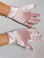Детские перчатки атлас, Короткие с бантом, розовые - фото 7250