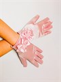 Детские перчатки атлас, Короткие с бантом, розовые - фото 7252