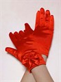 Детские перчатки атлас, Короткие с бантом, красные - фото 7255