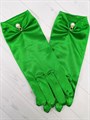 Перчатки с бусиной атласные взрослые, зеленые - фото 7323