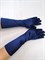Перчатки атлас удлиненные, темно-синие - фото 7498