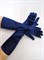 Перчатки атлас удлиненные, темно-синие - фото 7500