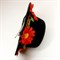 Шляпка-заколка черная с красными ромашками - фото 9788